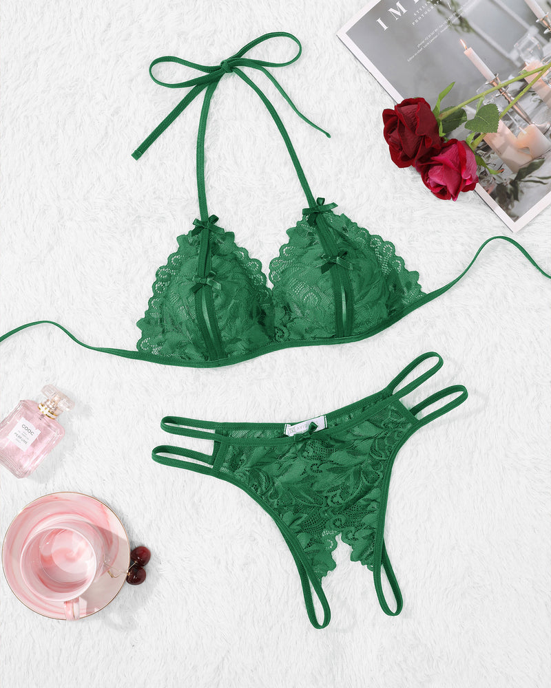 BH und Panty Set Halter Lace 2 Stück Set