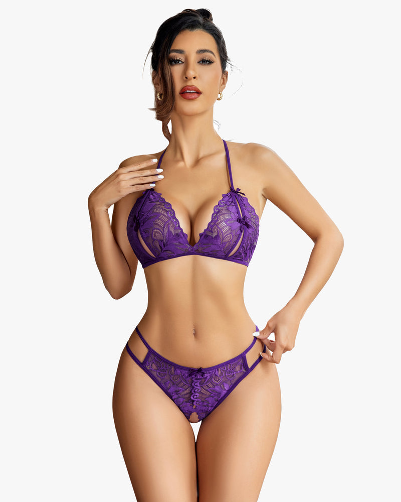 BH und Panty Set Halter Lace 2 Stück Set