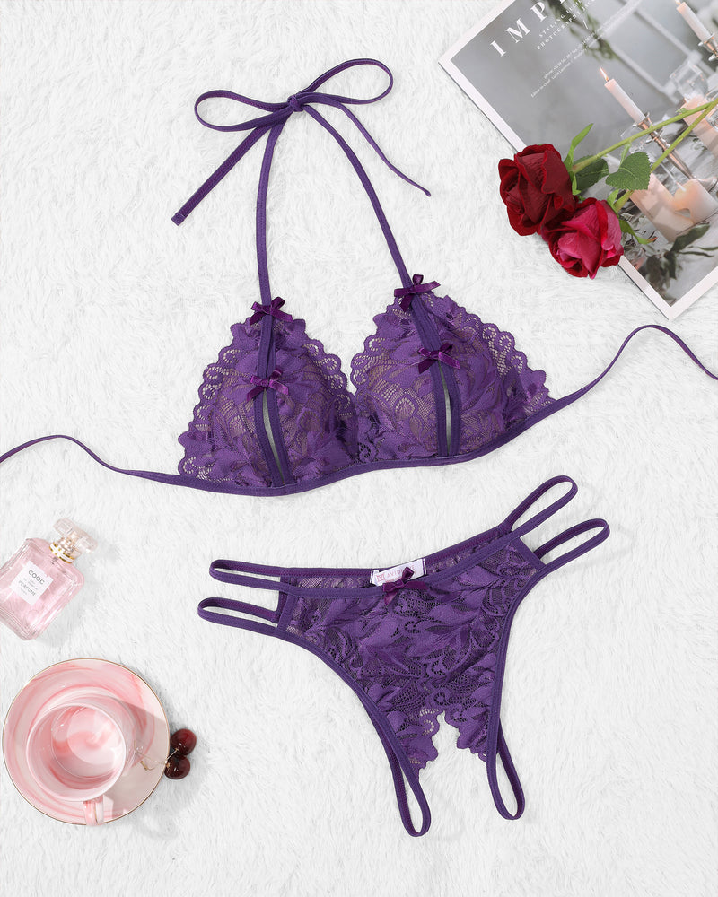 BH und Panty Set Halter Lace 2 Stück Set