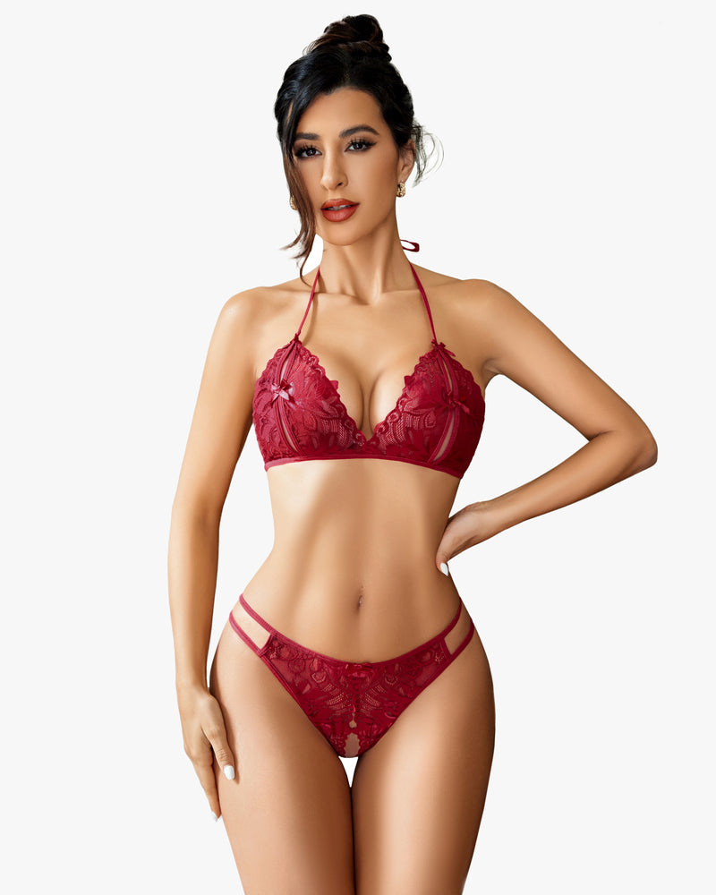 BH und Panty Set Halter Lace 2 Stück Set