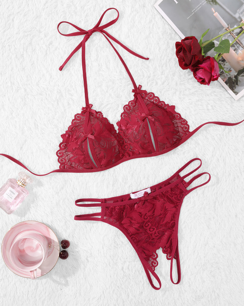 BH und Panty Set Halter Lace 2 Stück Set