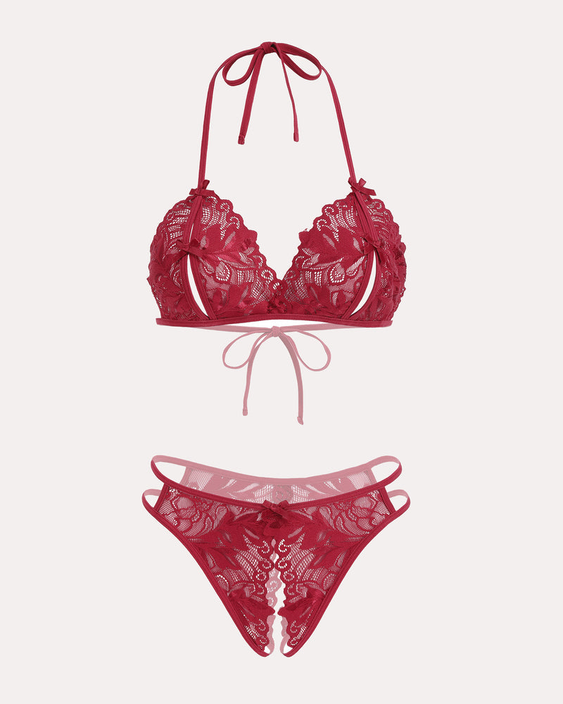 BH und Panty Set Halter Lace 2 Stück Set