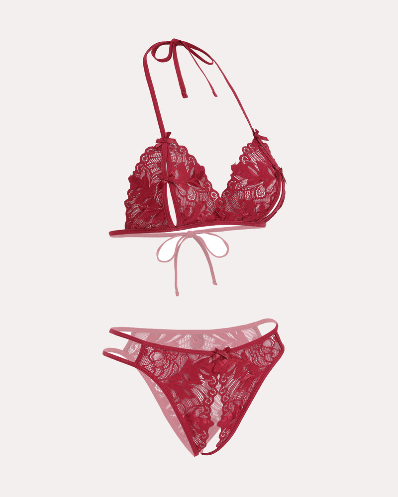 BH und Panty Set Halter Lace 2 Stück Set