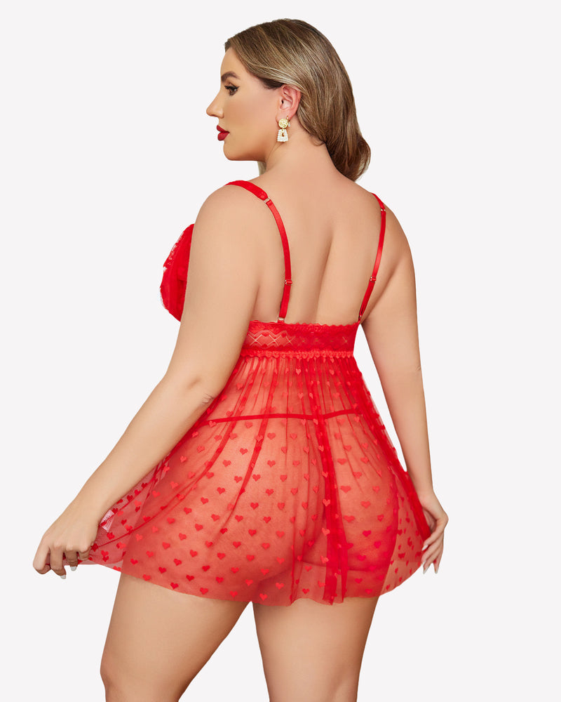 Plus Size Nachthemd aus transparenter Spitze