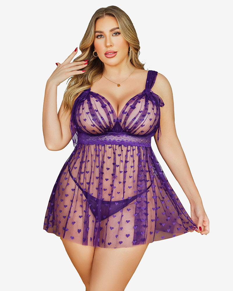 Plus Size Nachthemd aus transparenter Spitze