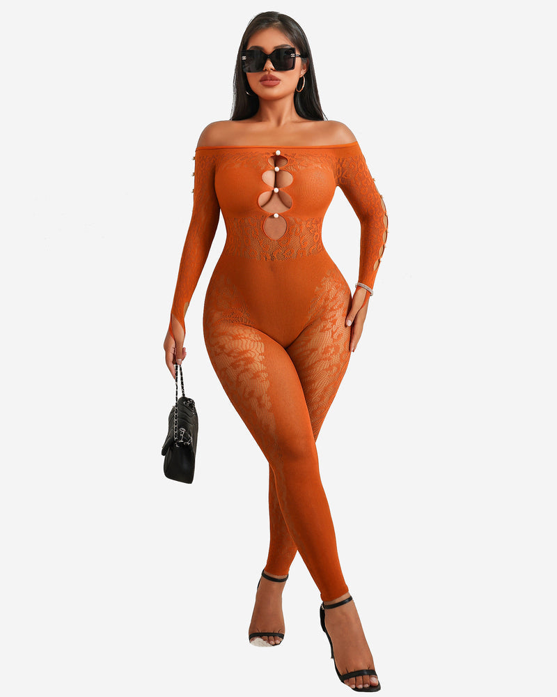 Fischnetz-Körperstrumpf-Outfit