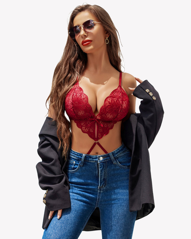 Deep V Teddy Cut Out Einteiler