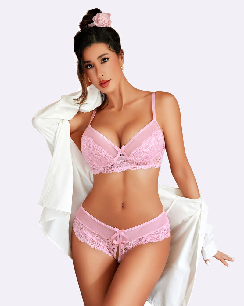 2 Stück Spitze BH und Panty Sets