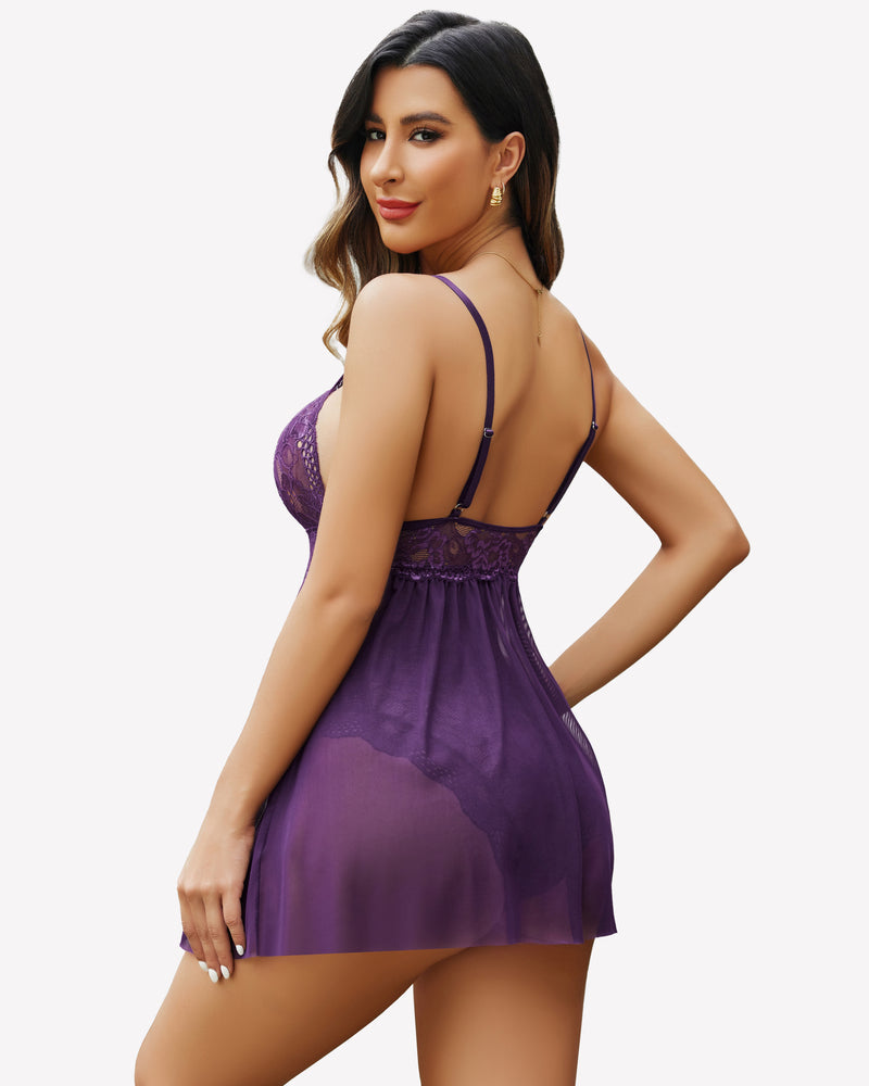 Spitze Nachtwäsche Babydoll Teddy Dessous Kleid