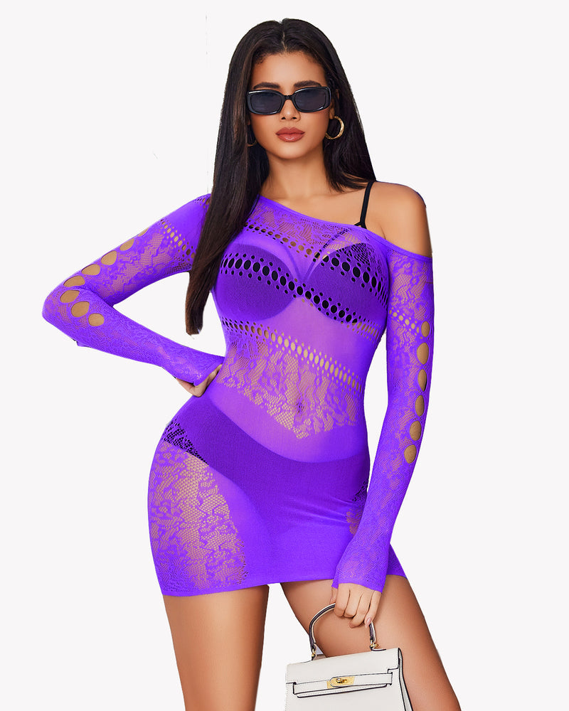 Mesh Hollow Out Fischnetz Kleid