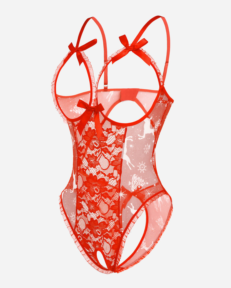 Bodysuit mit ausgeschnittenen Cups aus Spitze