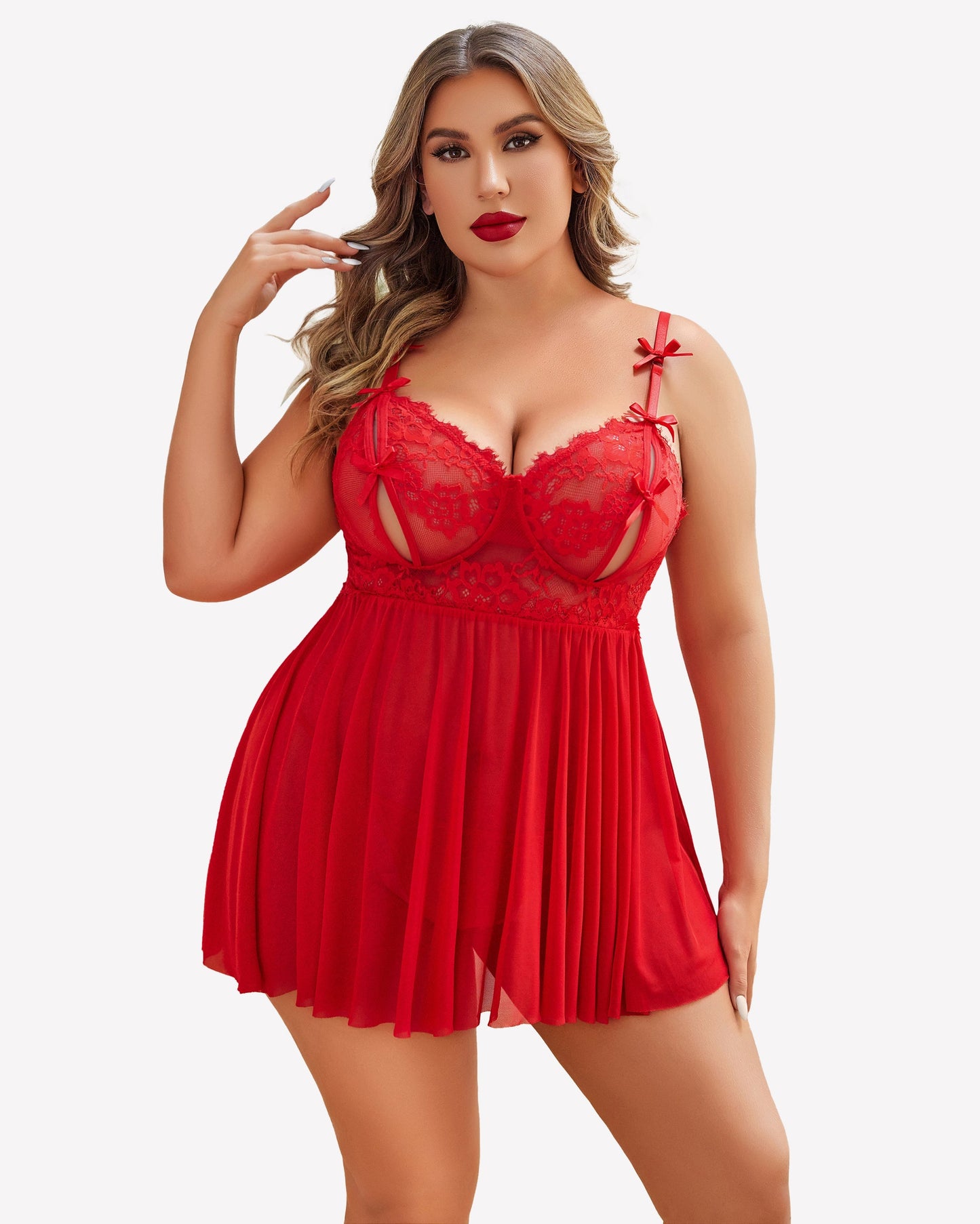 Plus Size Spitze Babydoll Nachthemd