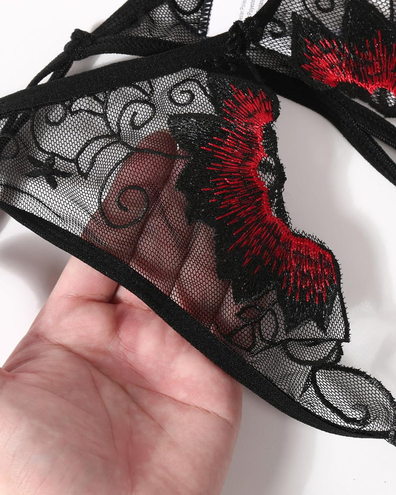 Floral Slips Bestickte Tangas Höschen