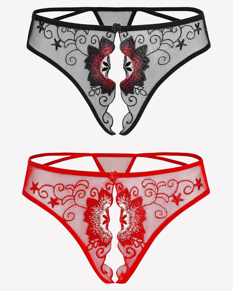 Floral Slips Bestickte Tangas Höschen