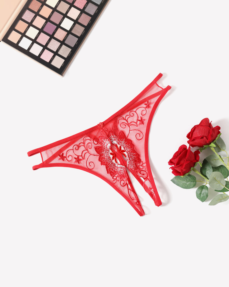 Floral Slips Bestickte Tangas Höschen