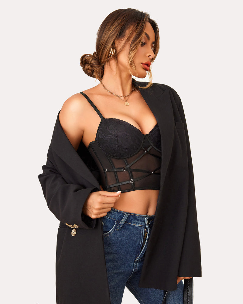 Tank Top Spitze Korsett mit Tanga