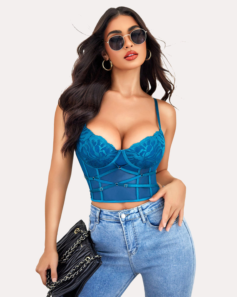 Tank Top Spitze Korsett mit Tanga