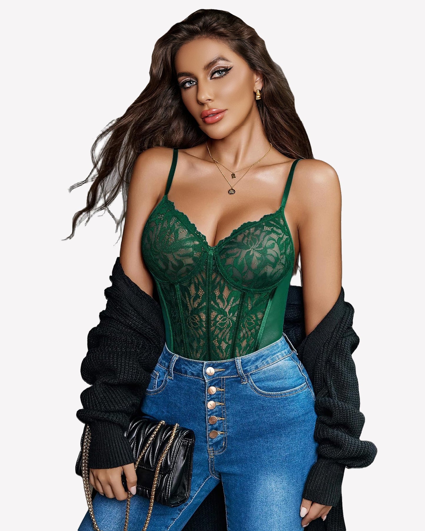 Spitze Harness Bodysuit Einteiler