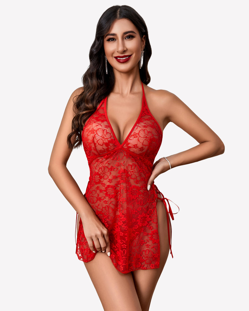 Tiefe Spitze Seite Schlitz Boudoir Outfits