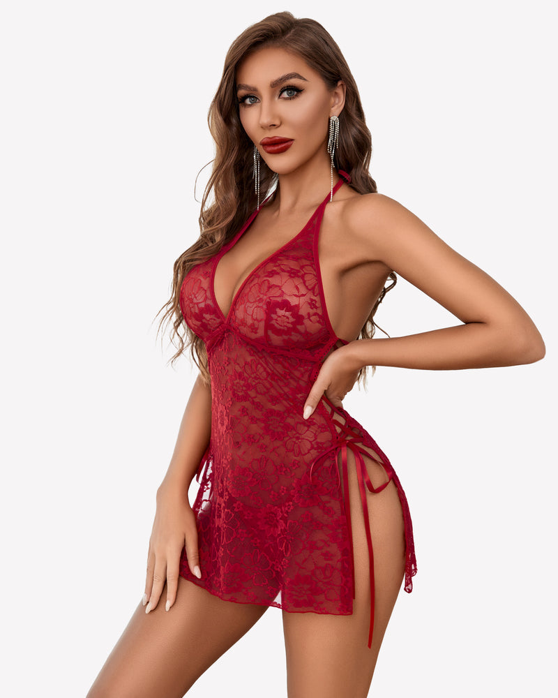Tiefe Spitze Seite Schlitz Boudoir Outfits