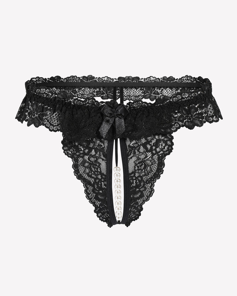 Spitze Tanga mit niedriger Taille und Perlen Ball