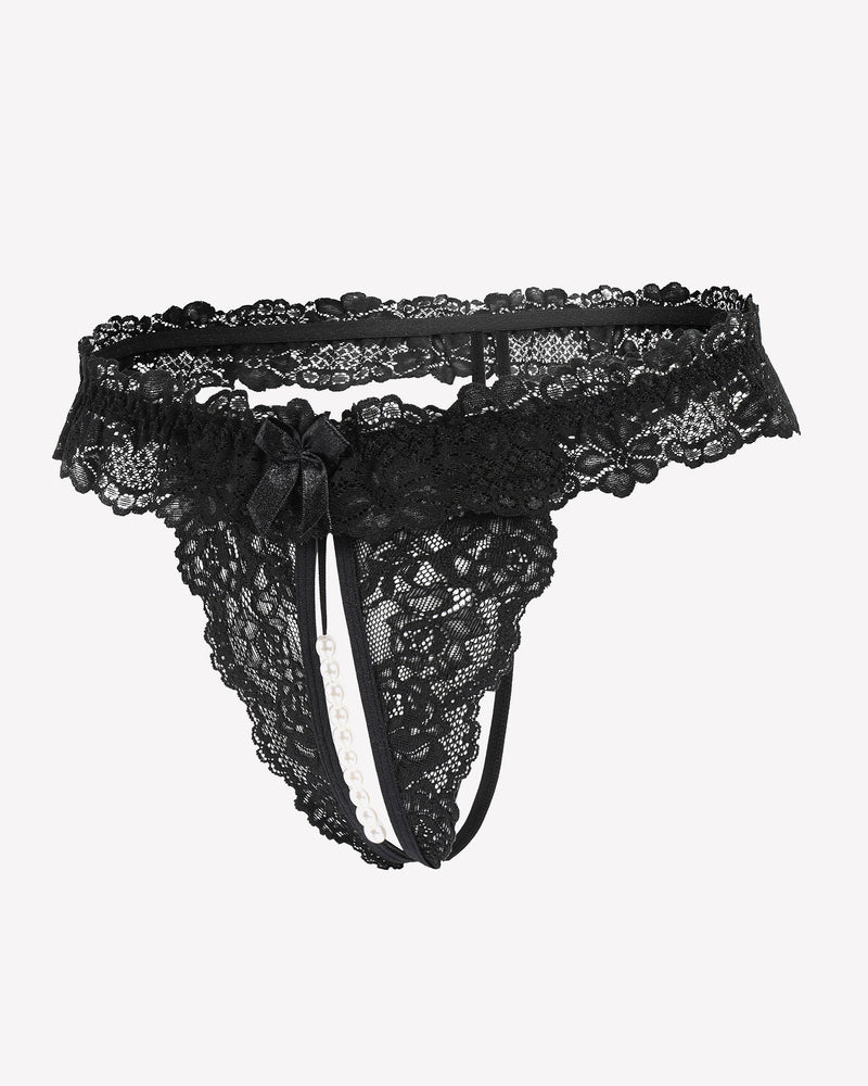 Spitze Tanga mit niedriger Taille und Perlen Ball