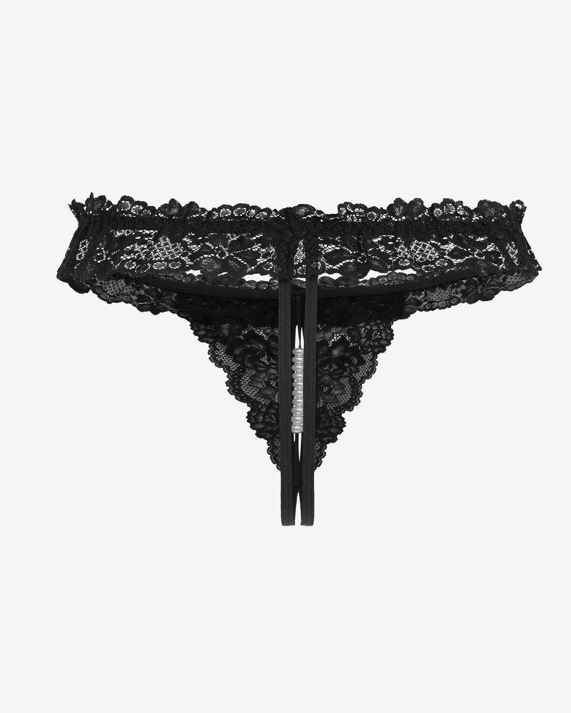Spitze Tanga mit niedriger Taille und Perlen Ball