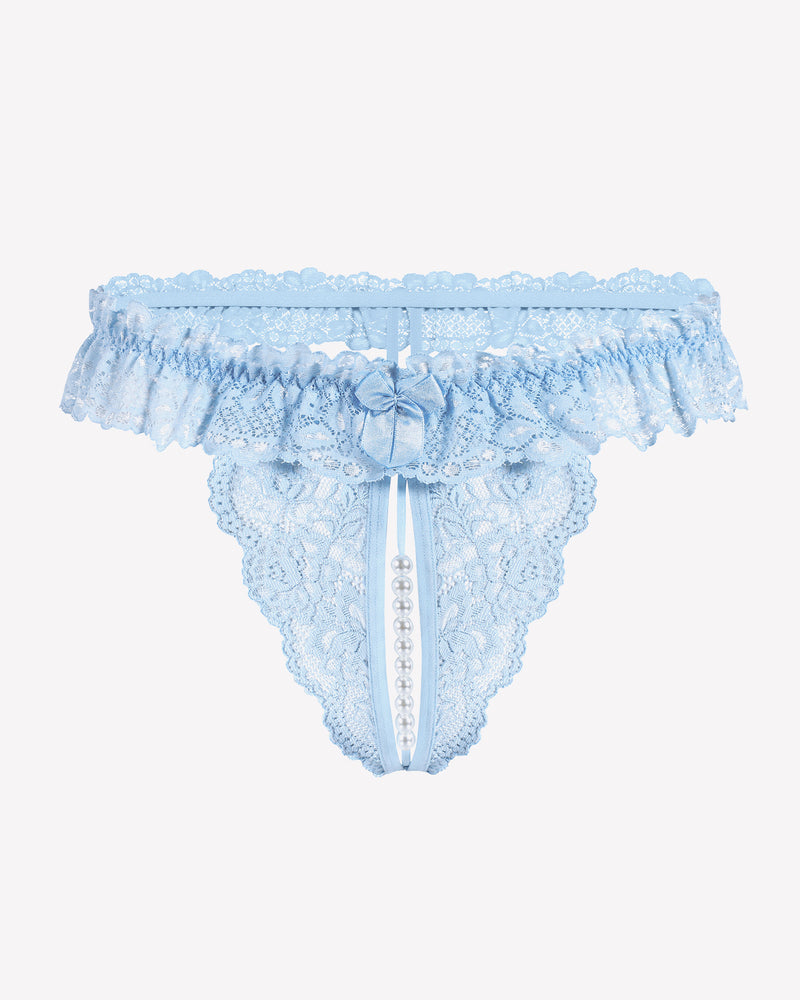 Spitze Tanga mit niedriger Taille und Perlen Ball