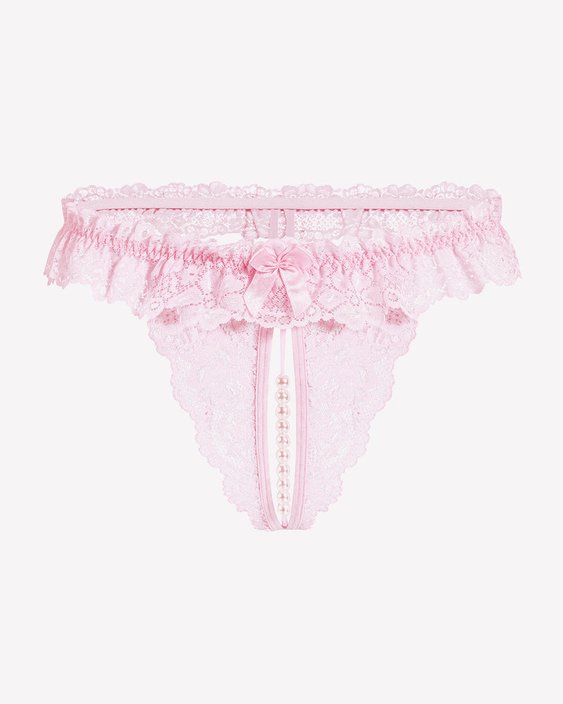 Spitze Tanga mit niedriger Taille und Perlen Ball