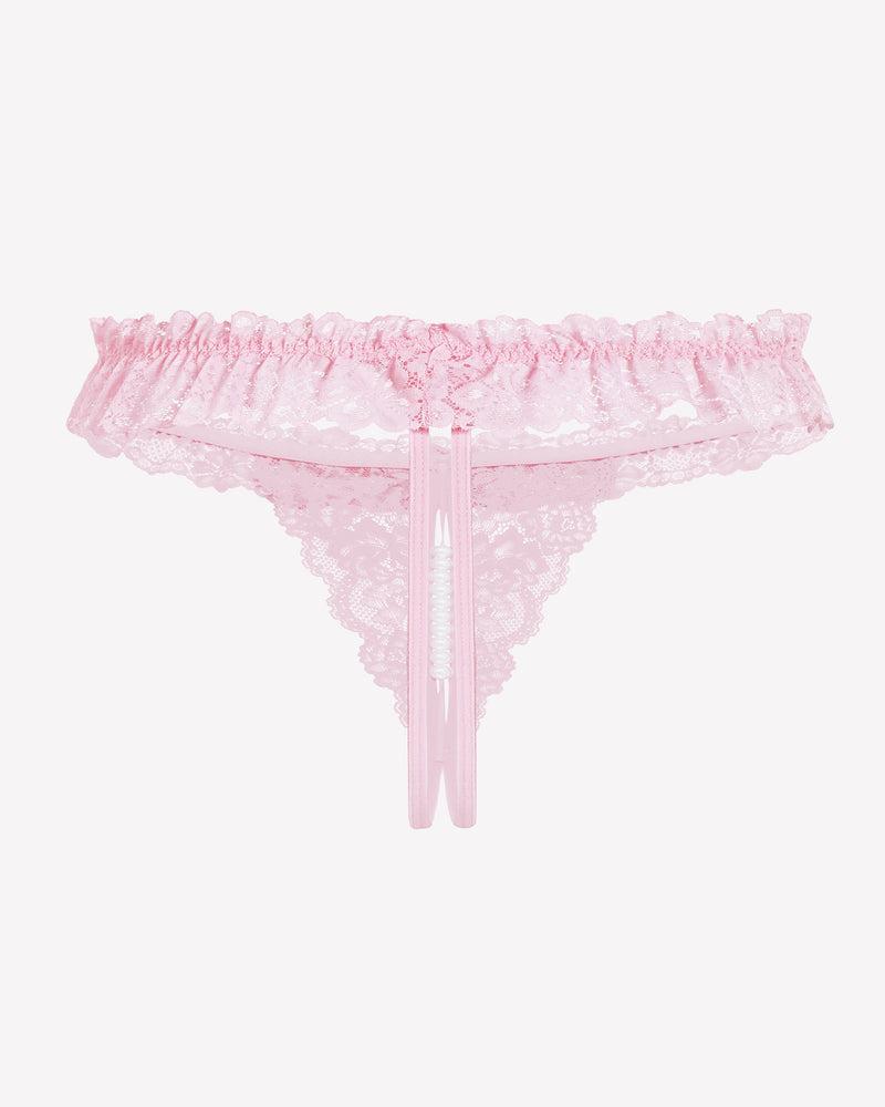 Spitze Tanga mit niedriger Taille und Perlen Ball