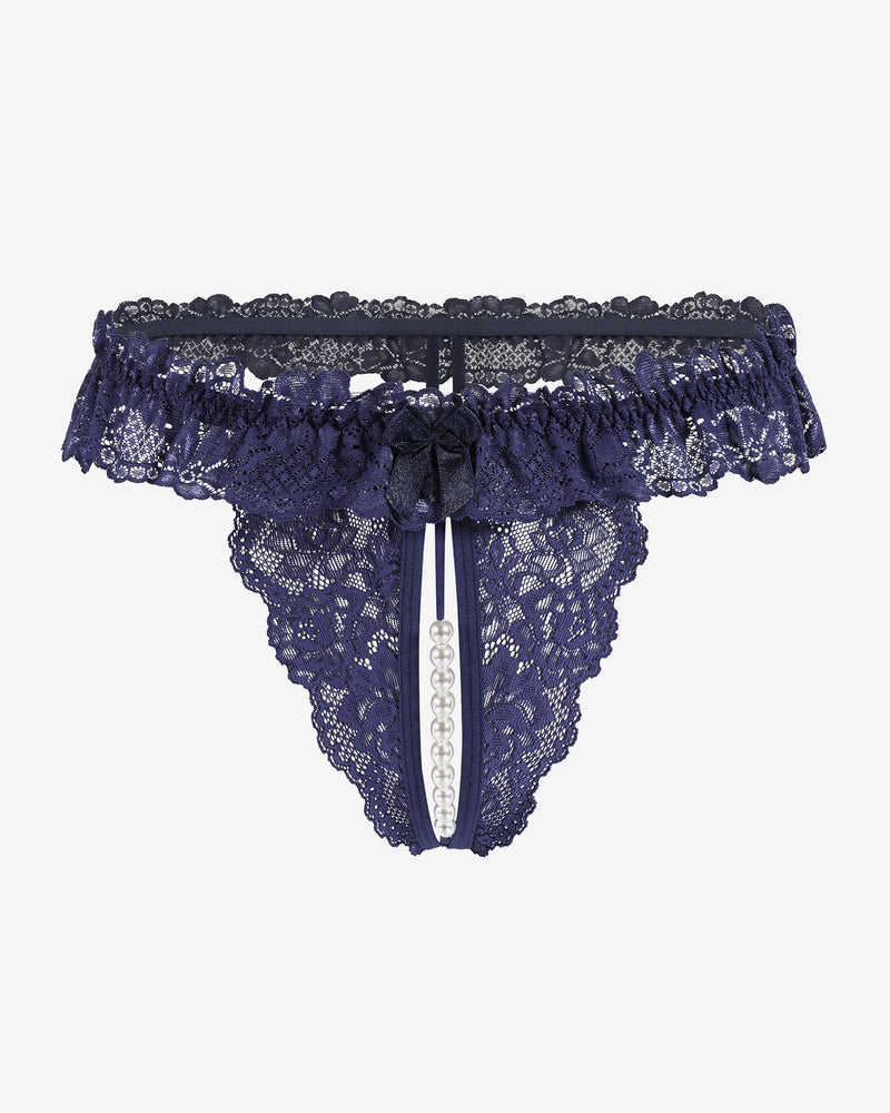 Spitze Tanga mit niedriger Taille und Perlen Ball