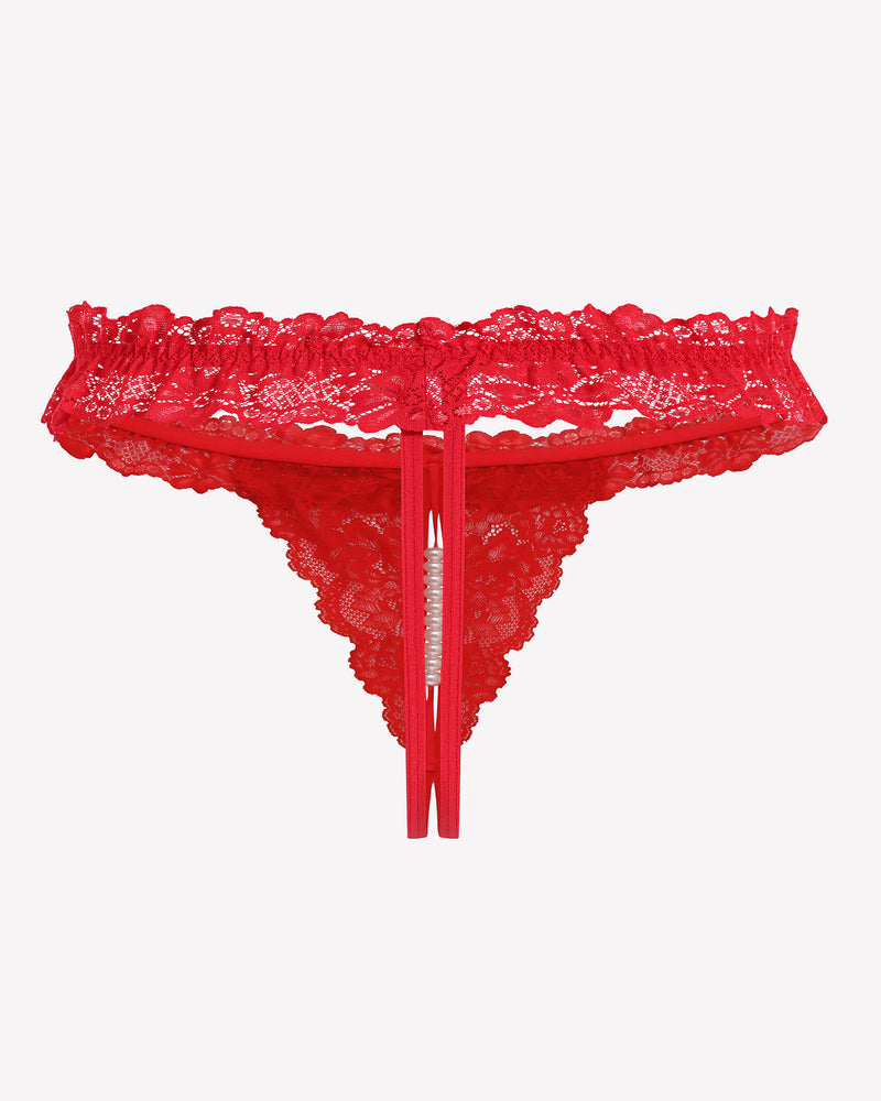 Spitze Tanga mit niedriger Taille und Perlen Ball