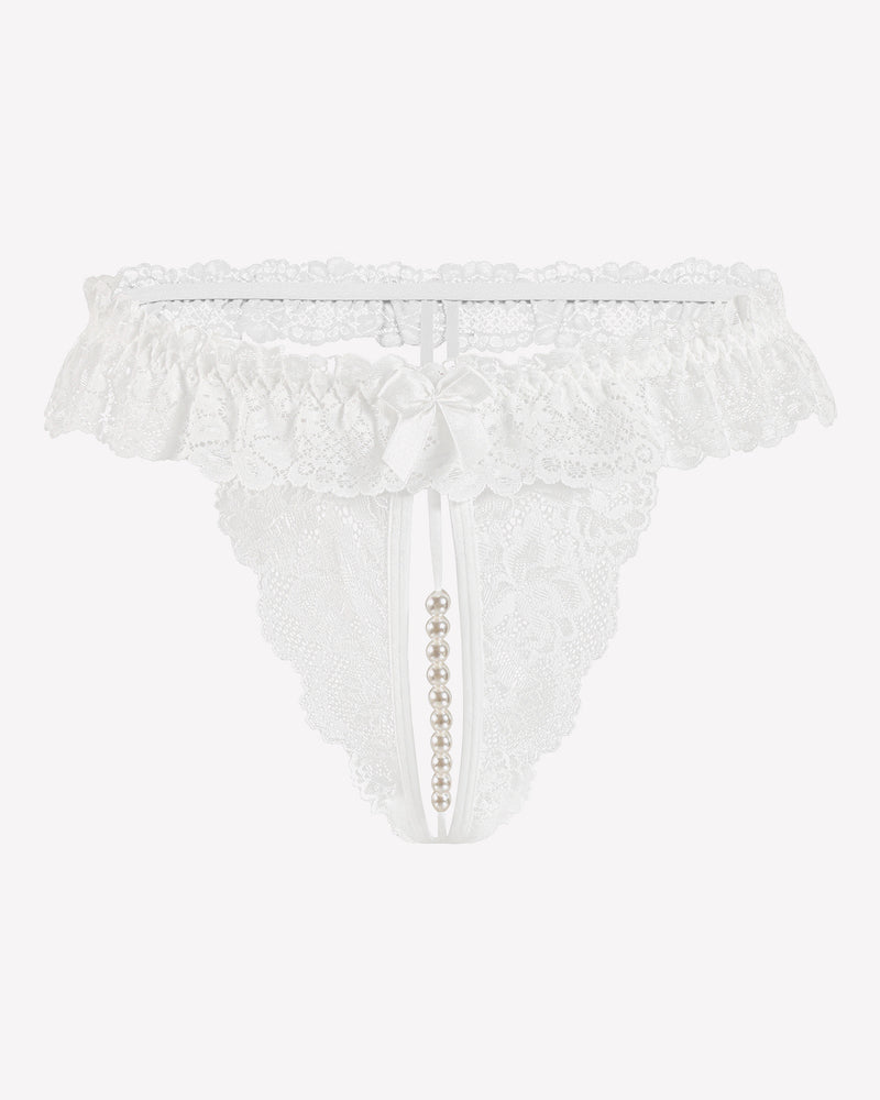 Spitze Tanga mit niedriger Taille und Perlen Ball