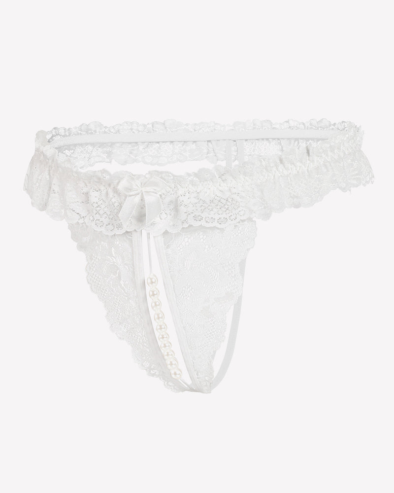 Spitze Tanga mit niedriger Taille und Perlen Ball