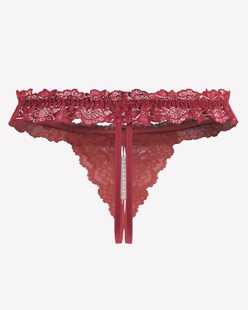 Spitze Tanga mit niedriger Taille und Perlen Ball