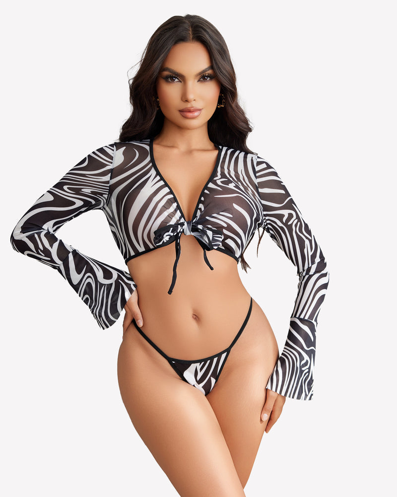 Transparente Crop Tops mit G-String