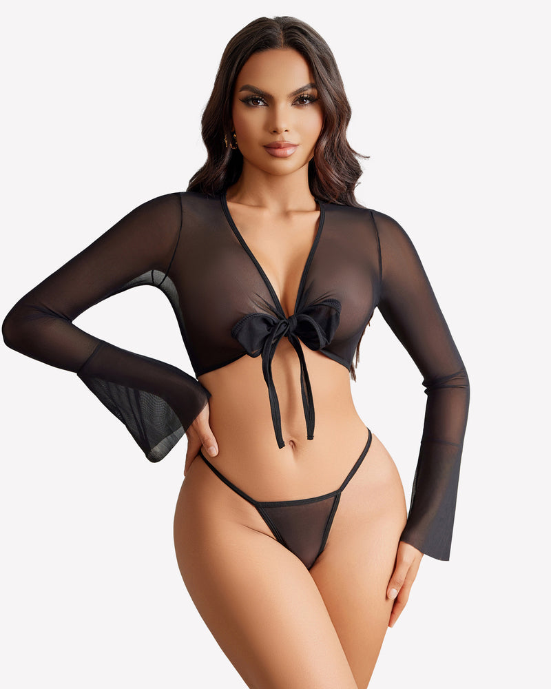 Transparente Crop Tops mit G-String