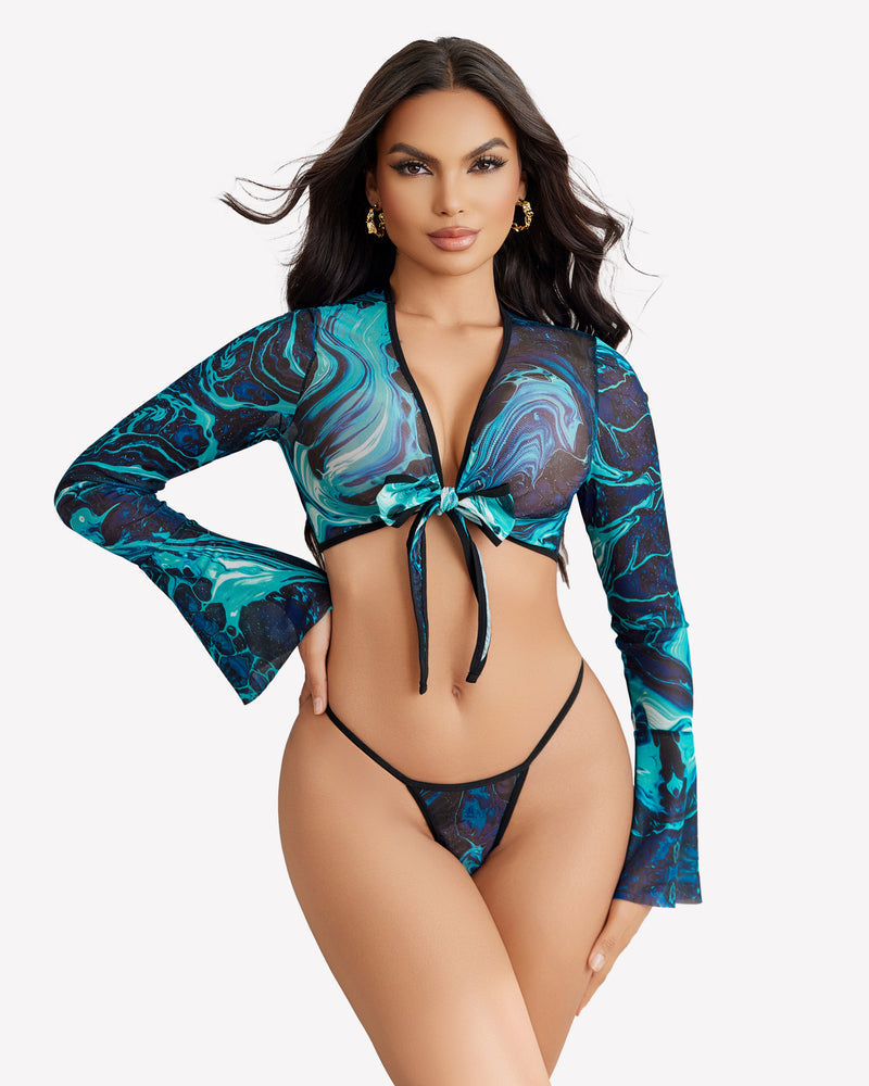 Transparente Crop Tops mit G-String