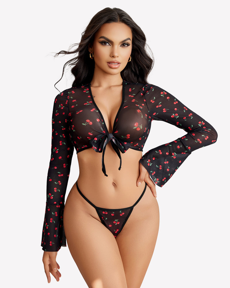 Transparente Crop Tops mit G-String