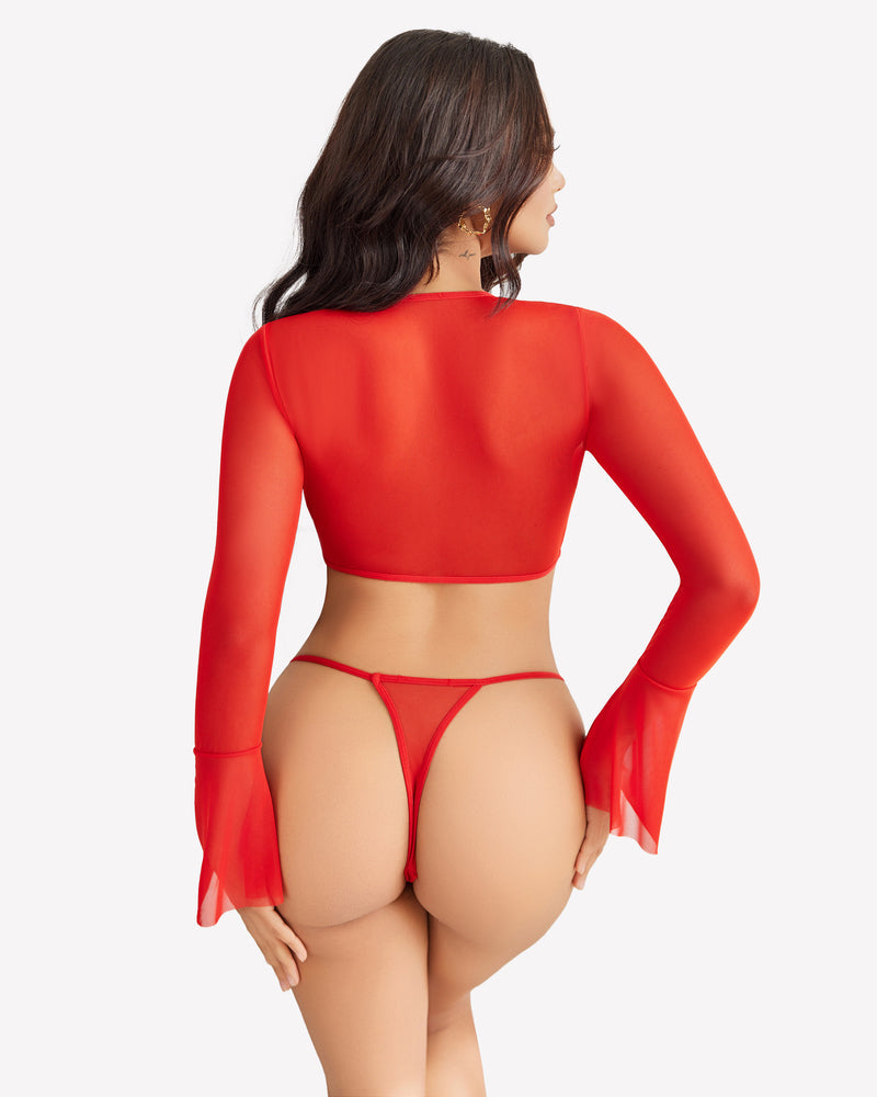 Transparente Crop Tops mit G-String