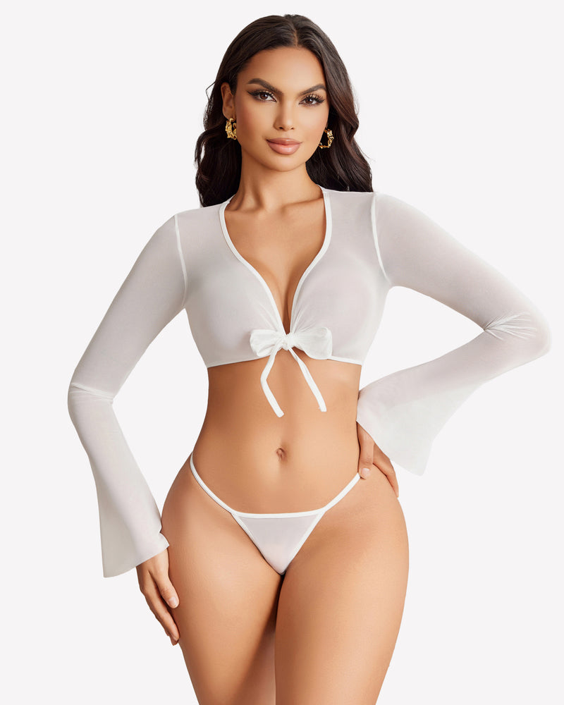 Transparente Crop Tops mit G-String