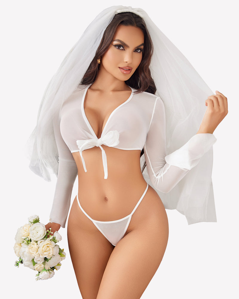 Transparente Crop Tops mit G-String