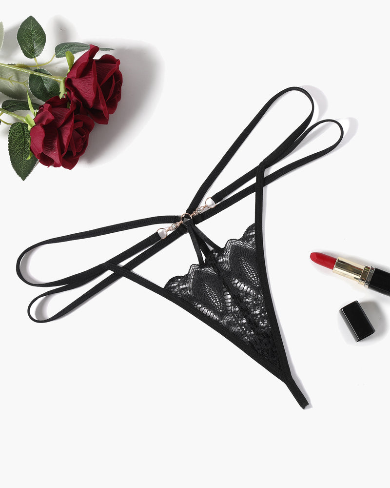 Floral Lace Briefs Hollow Out String Panty