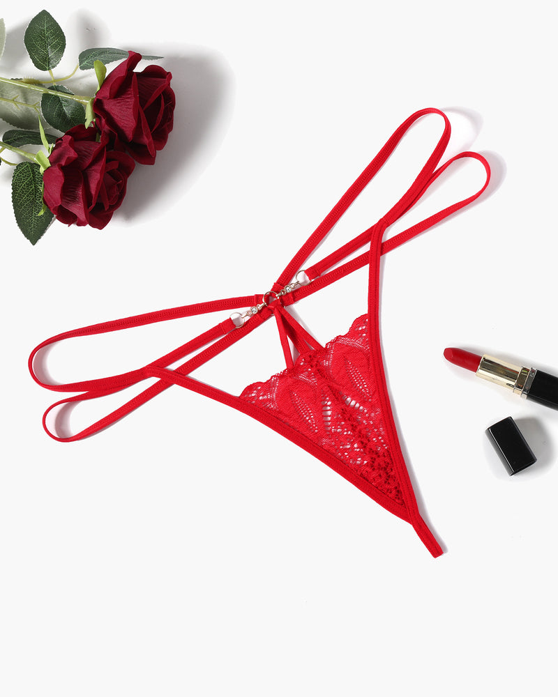 Floral Lace Briefs Hollow Out String Panty