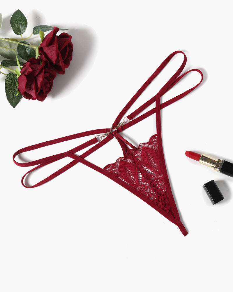 Floral Lace Briefs Hollow Out String Panty