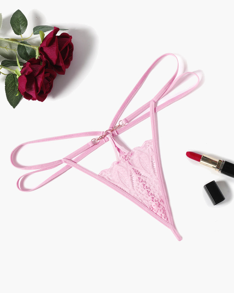 Floral Lace Briefs Hollow Out String Panty