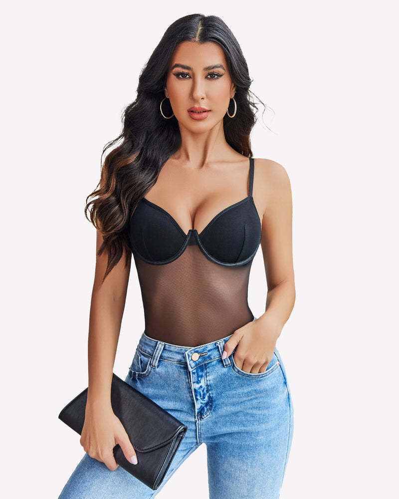 Mesh Garter Teddy mit 1 Paar Überärmel