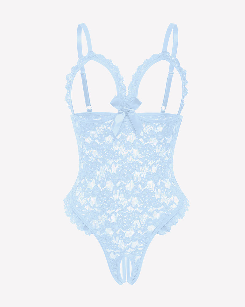 Spitzen-Teddy mit Rüschen am V-Ausschnitt Bodysuit