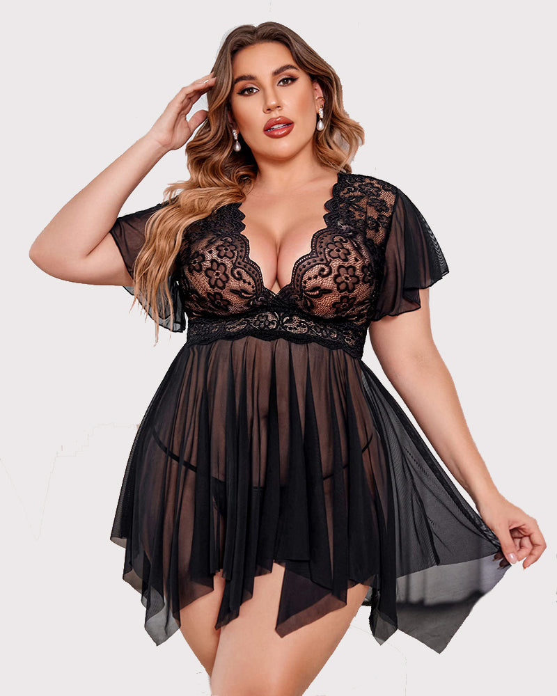 Plus Size Floral Spitze Dessous