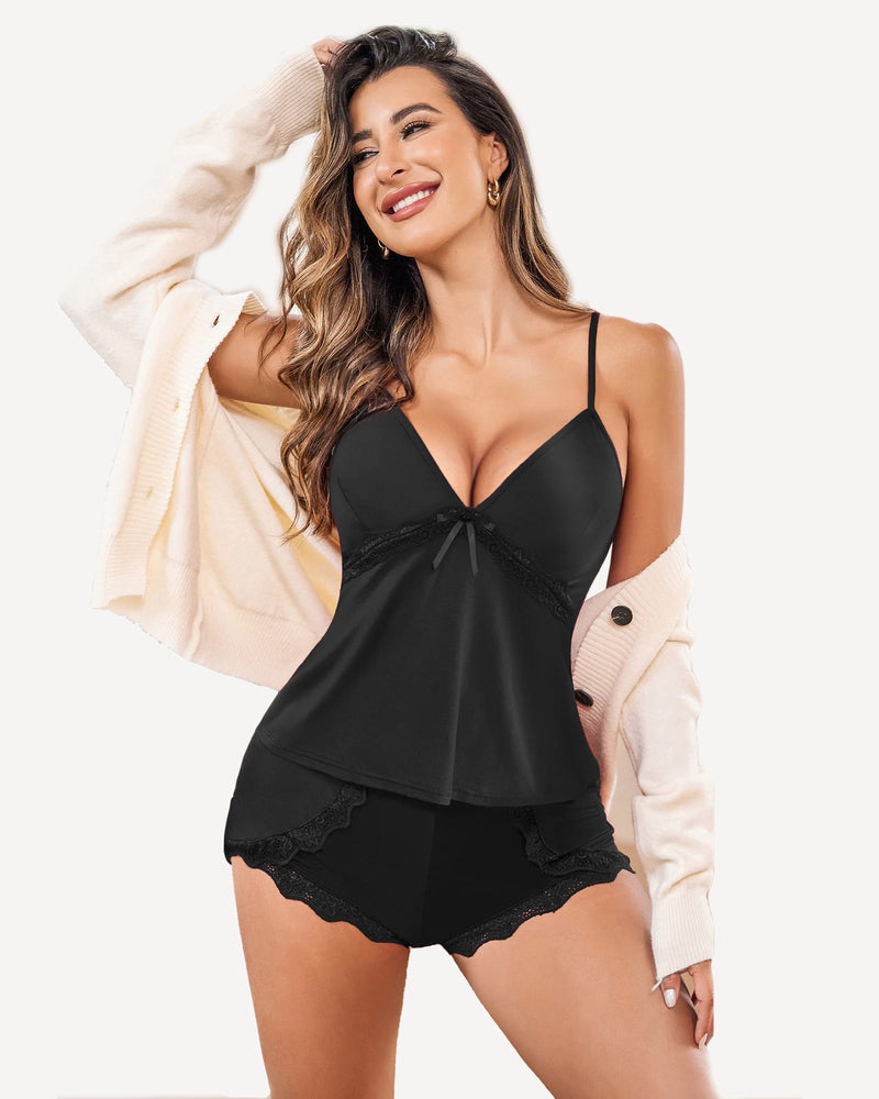 Cami Set Spitzenbesatz Kurze Pjs Sets